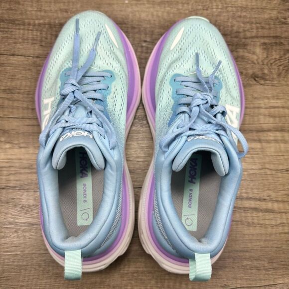 Hoka~Women's~Bondi 8 Teal/ Purple Running shoes~Size 7.5 D(Wide) - Picture 5 of 8